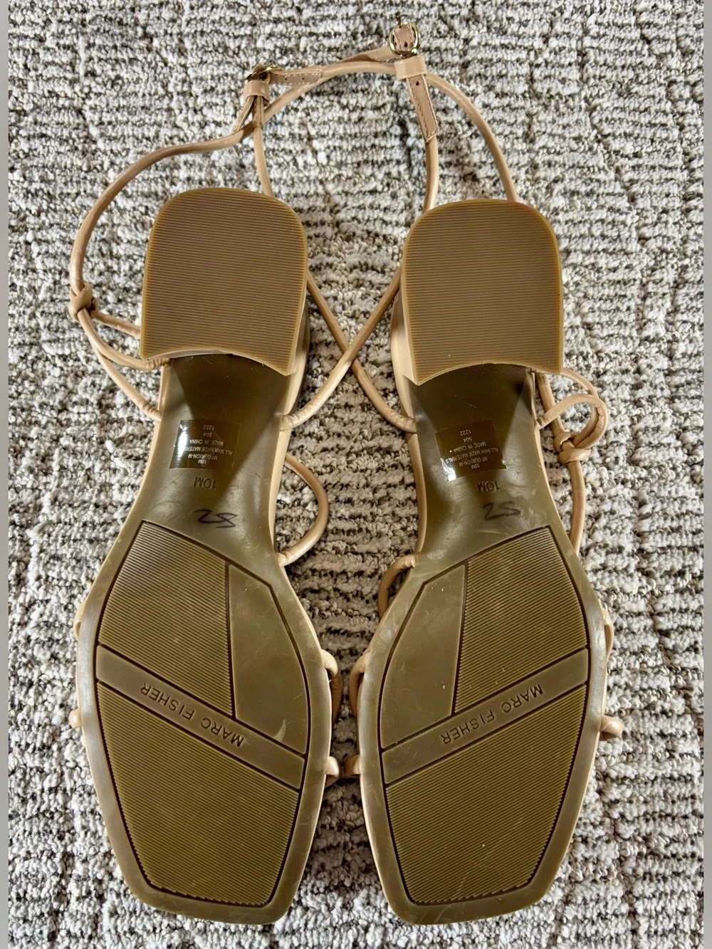 NEW Marc Fisher Women’s Size 10M Light Natural Tone Gurion Block Heel Sandal
